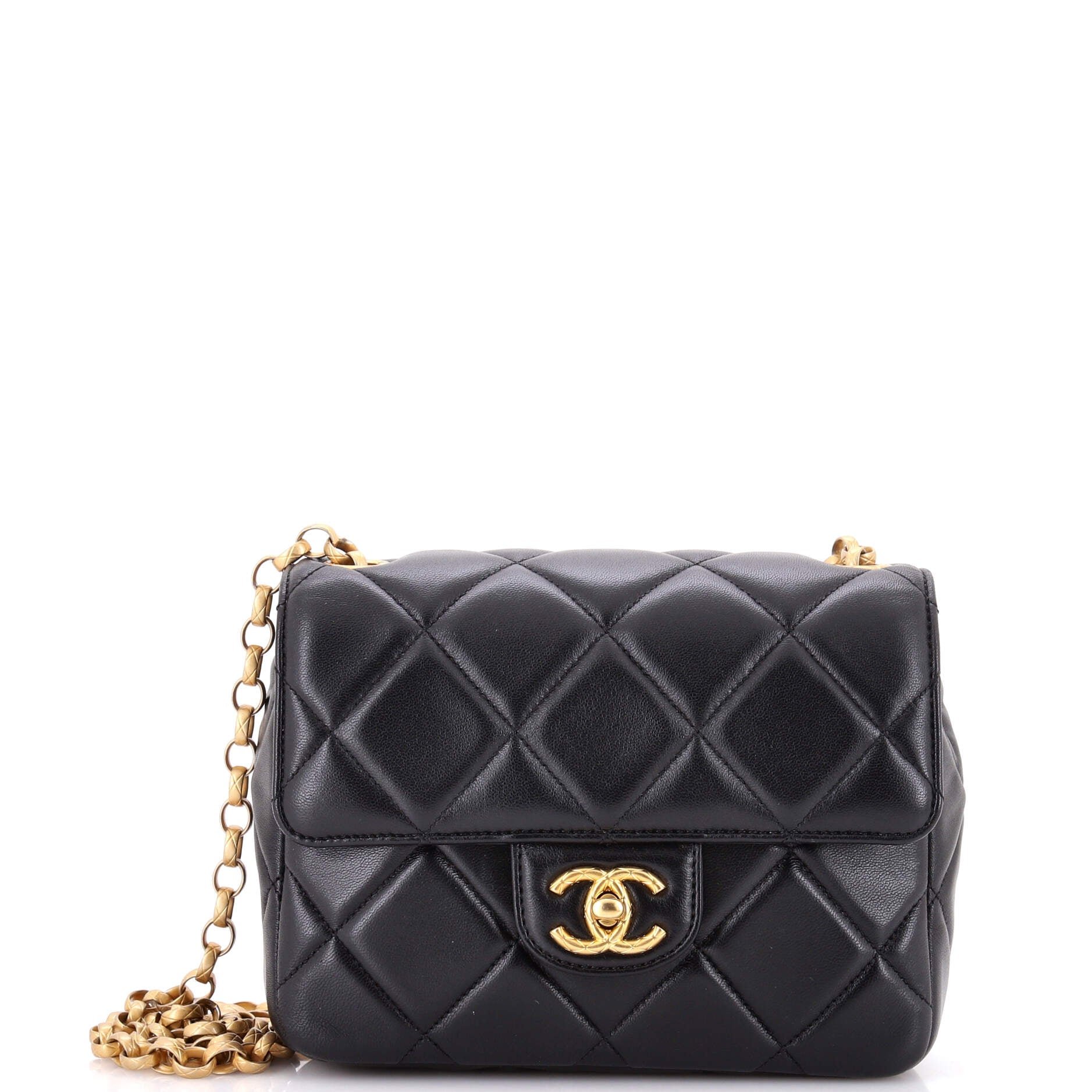 Medallion Chain Flap Bag Quilted Lambskin