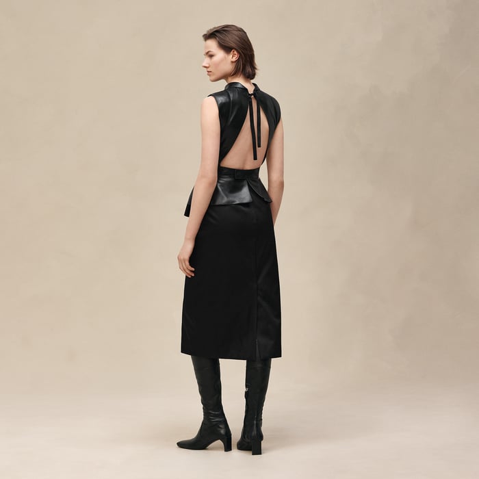 Noir Mixed Materials Dress