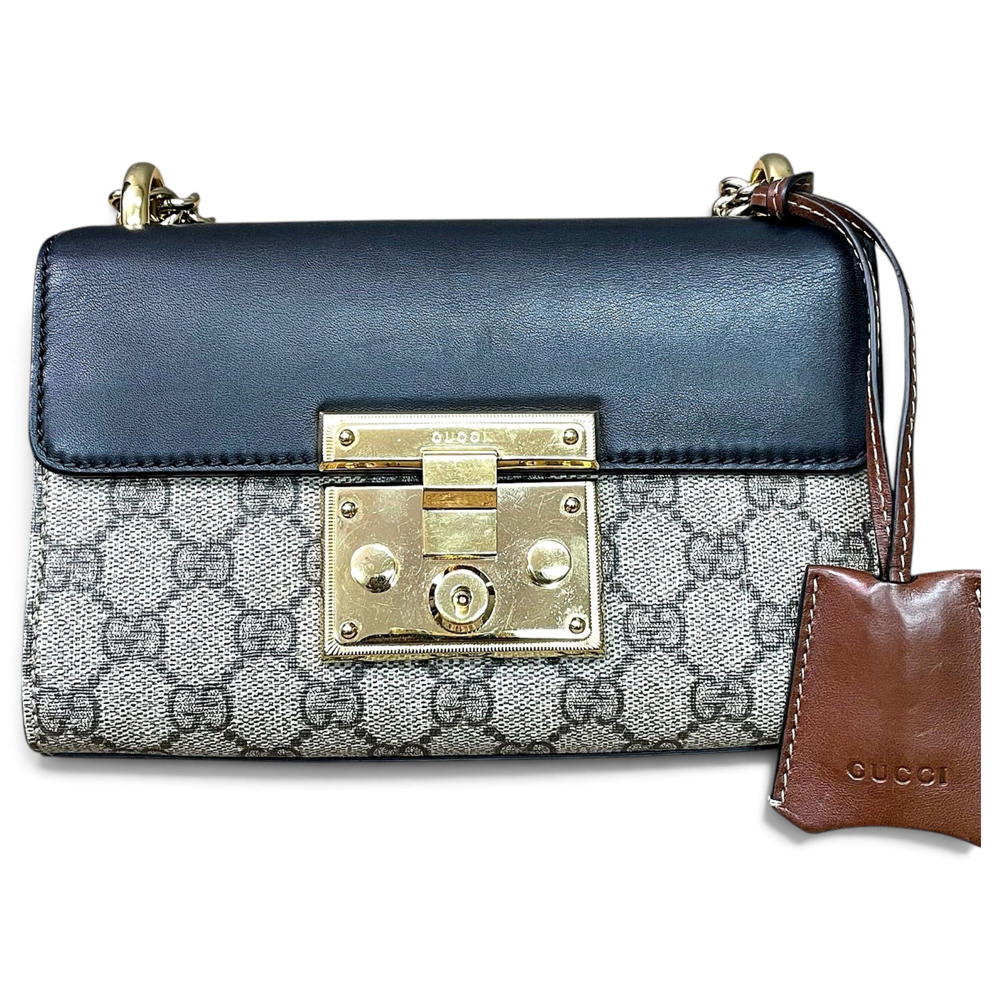Padlock leather handbag