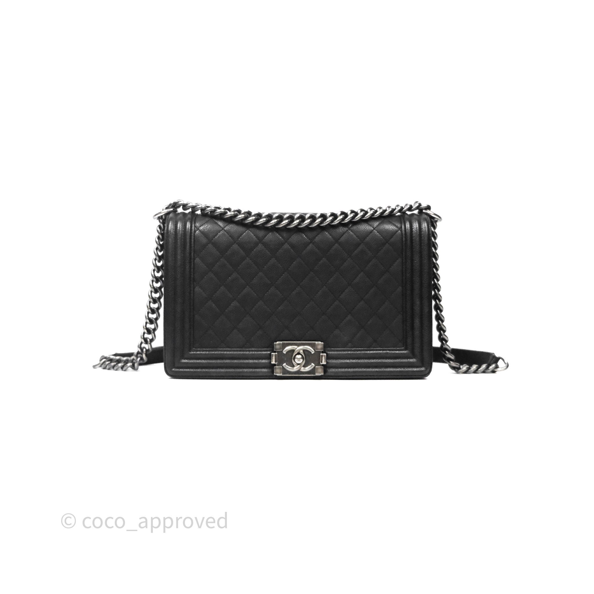 Chanel Quilted New Medium Boy Black Caviar Ruthenium Hardware