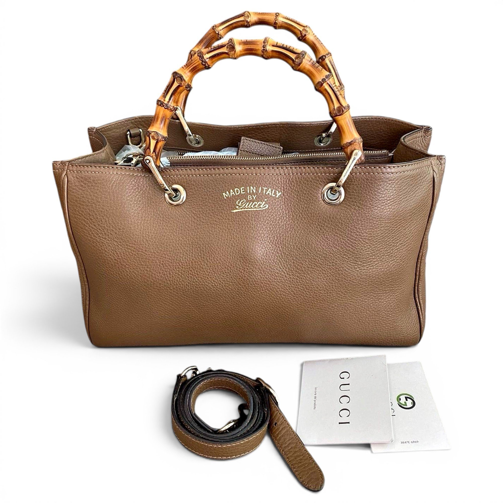 Bamboo Shopper leather handbag