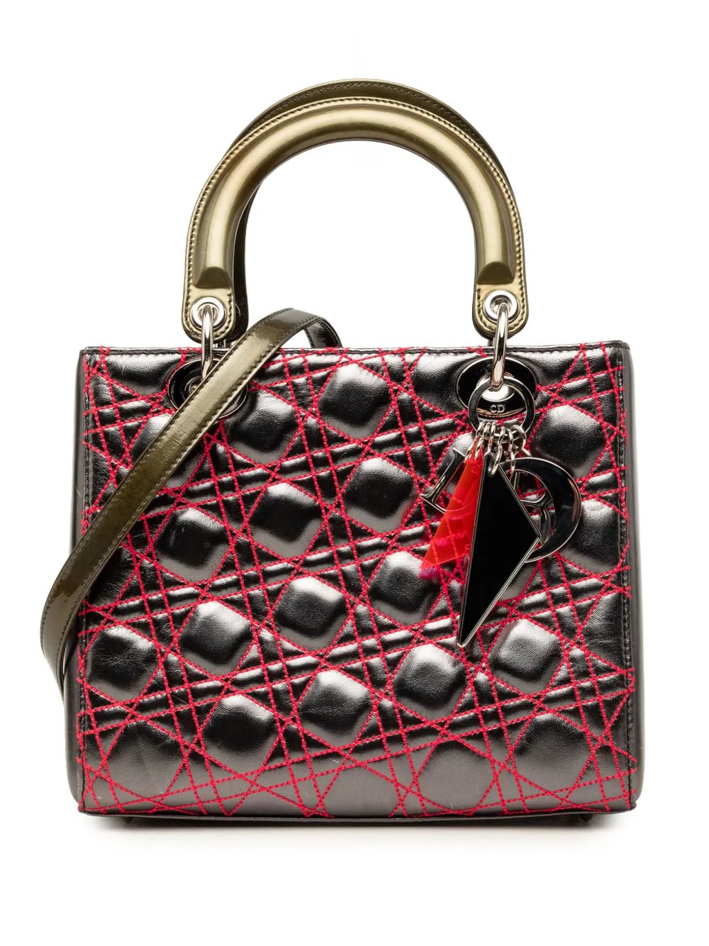 2011 Anselm Reyle Medium Metallic Lambskin Cannage Lady Dior satchel