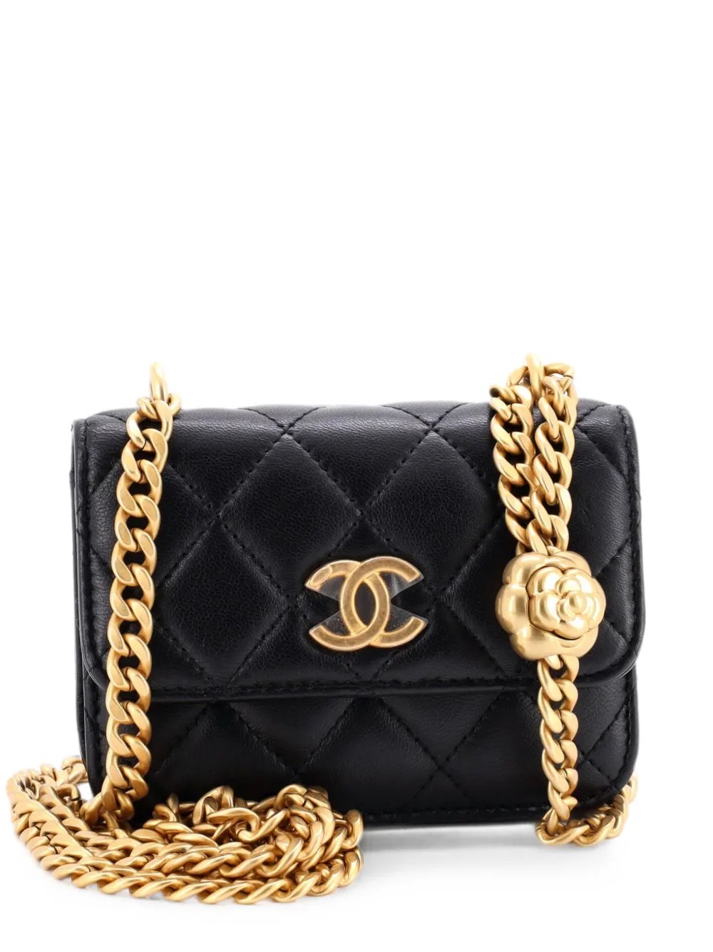 Sweet Camellia Flap Clutch with Chain Quilted Lambskin Mini crossbody bag