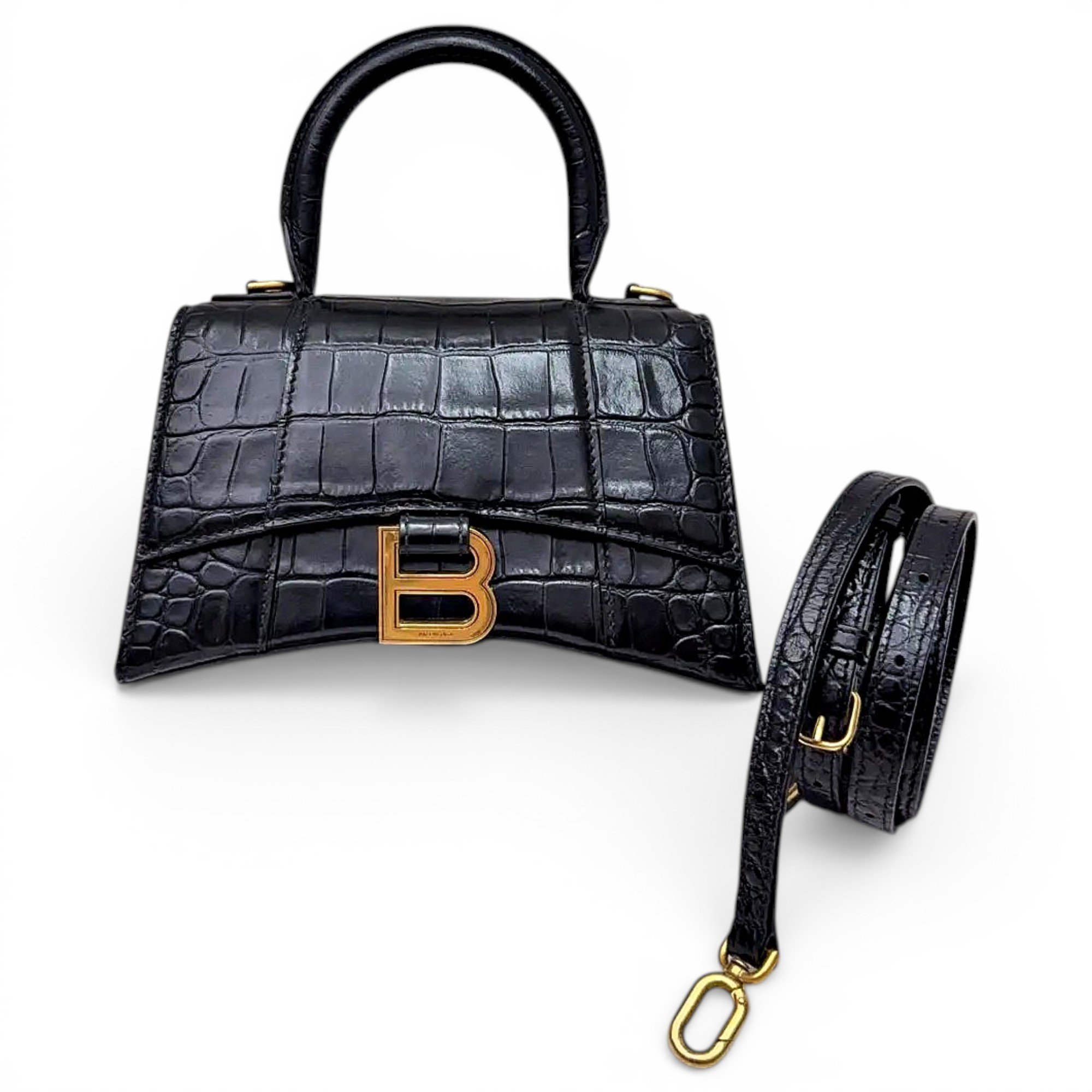 Hourglass leather handbag
