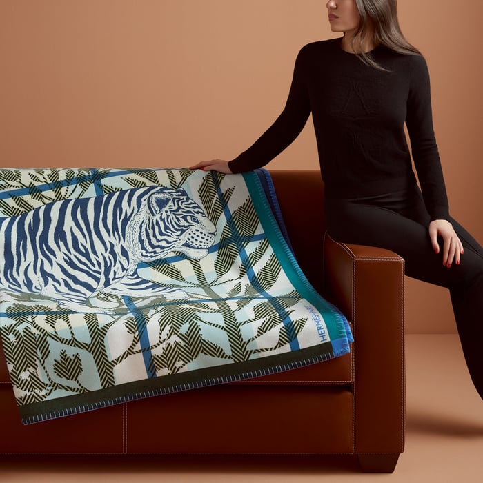 Bleu Saphir Tigre Altai Blanket