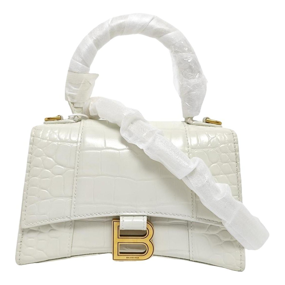 Hourglass leather handbag