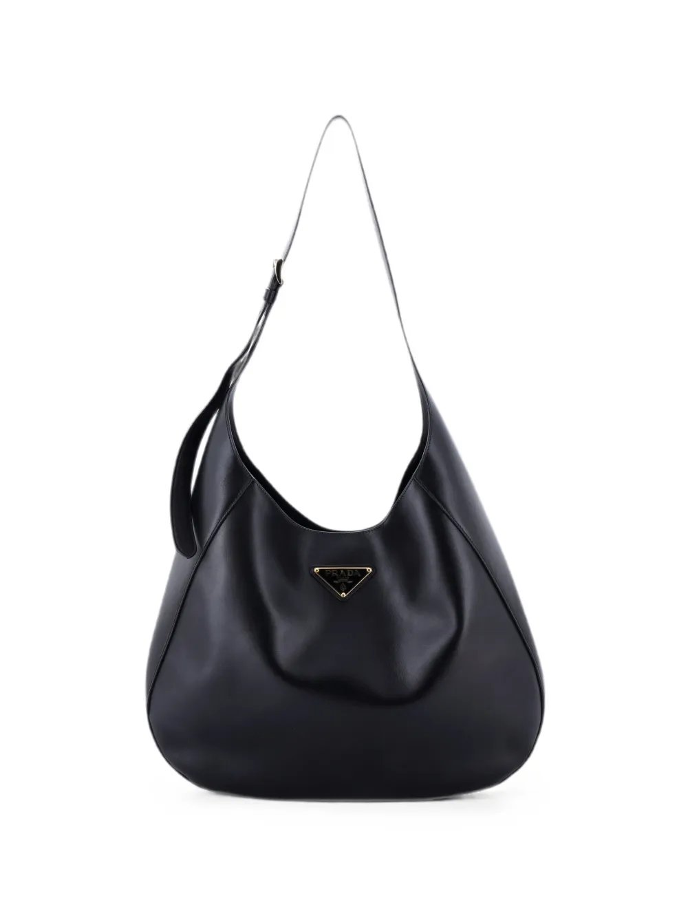 Triangle Logo Curved City Calf Large hobo bag