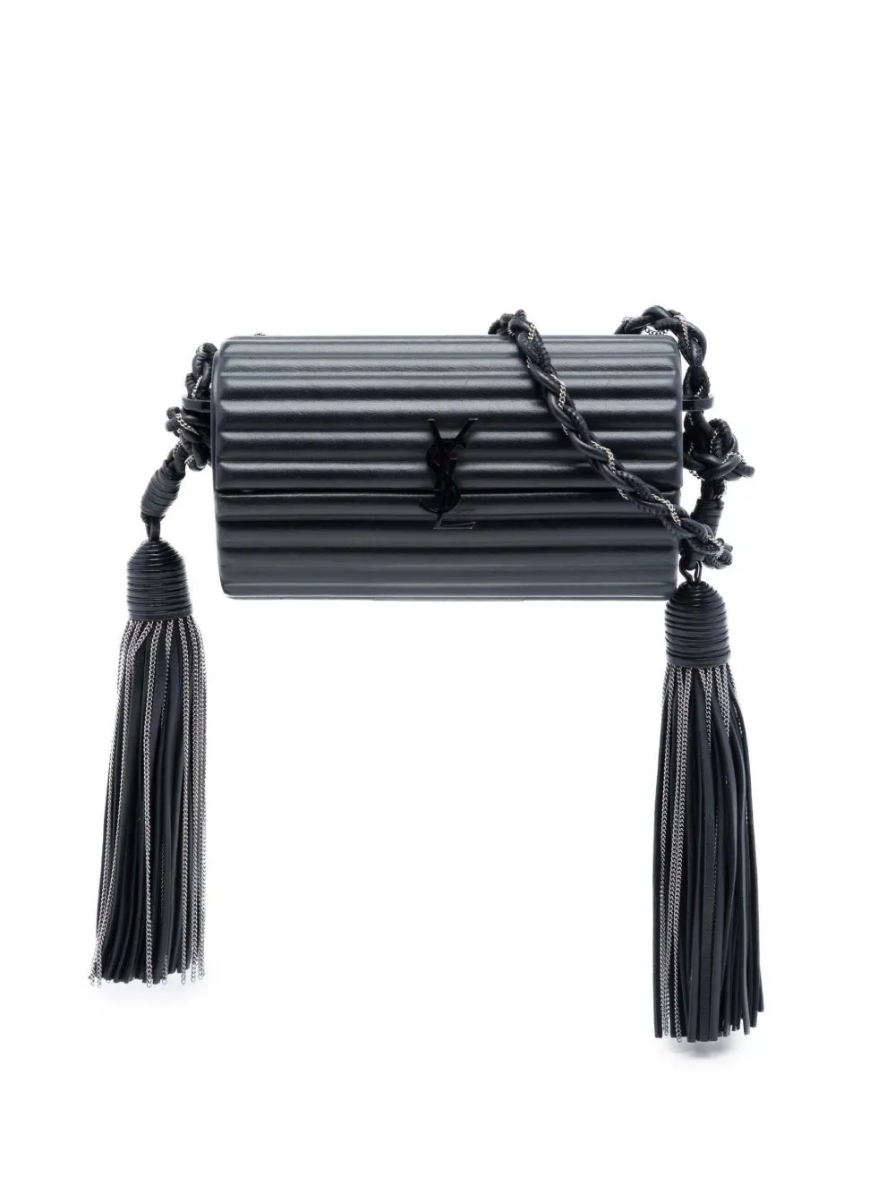 2016 Ribbed Acrylic Lambskin Fringe Monogram Monochrome Opium Box Bag crossbody bag