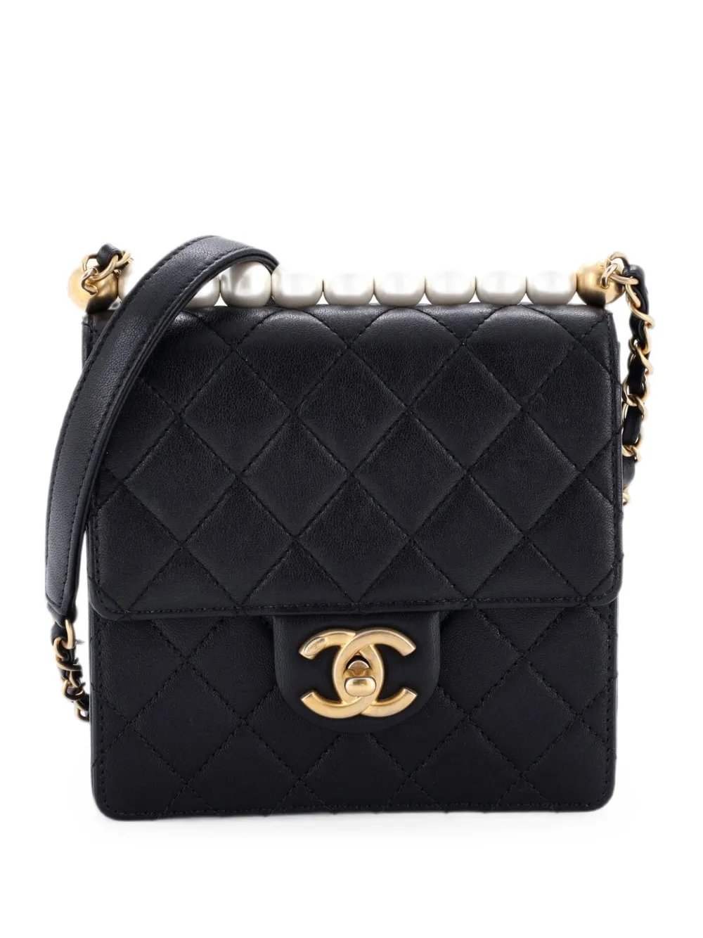Chic Pearls Flap Bag Quilted Goatskin Mini crossbody bag