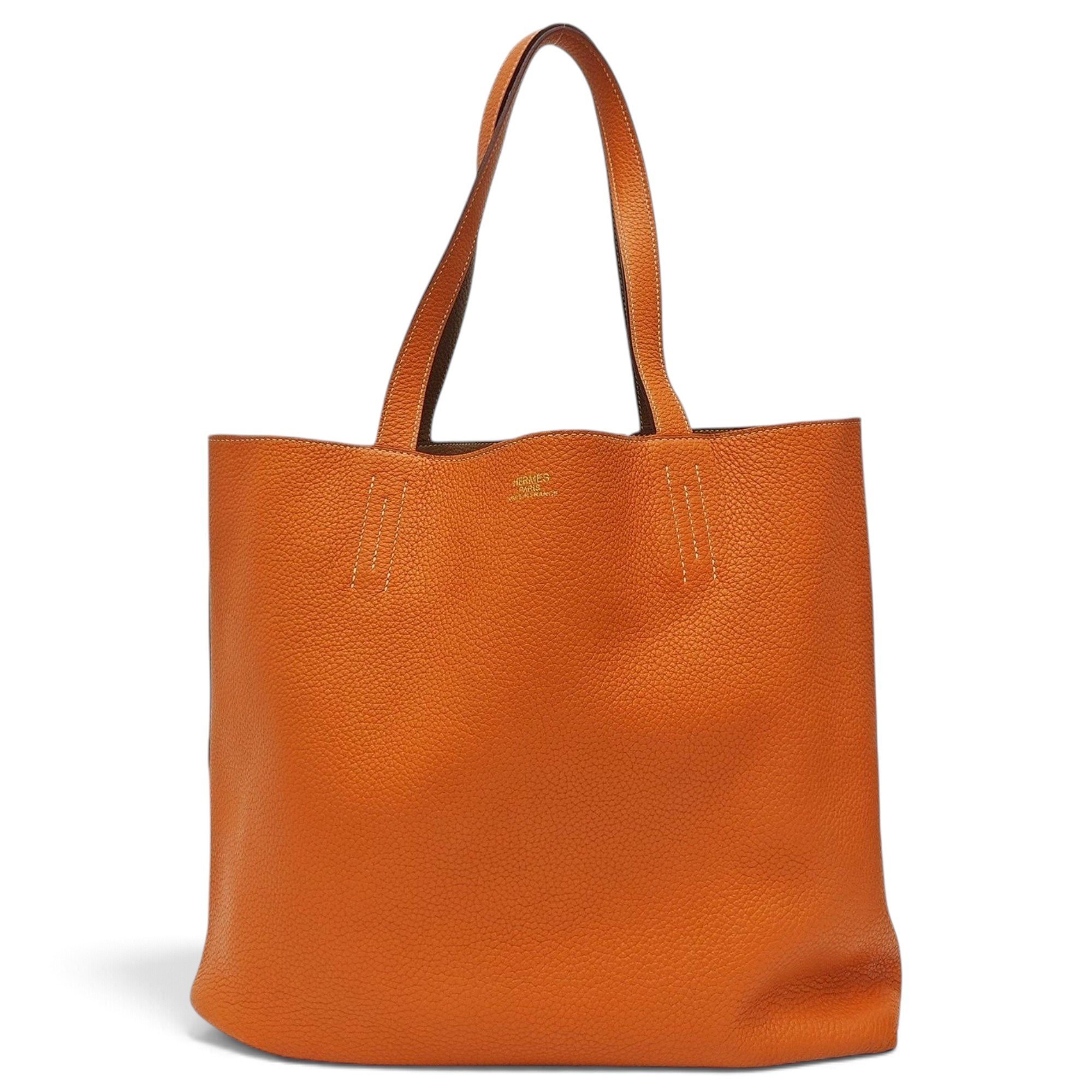 Double sens leather handbag