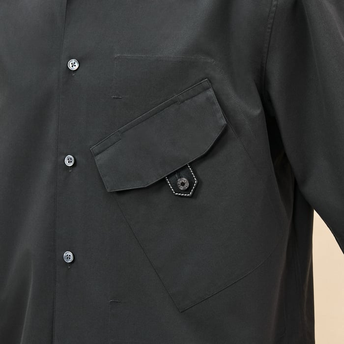 Anthracite Sporty Fit Shirt With Leather Detail
