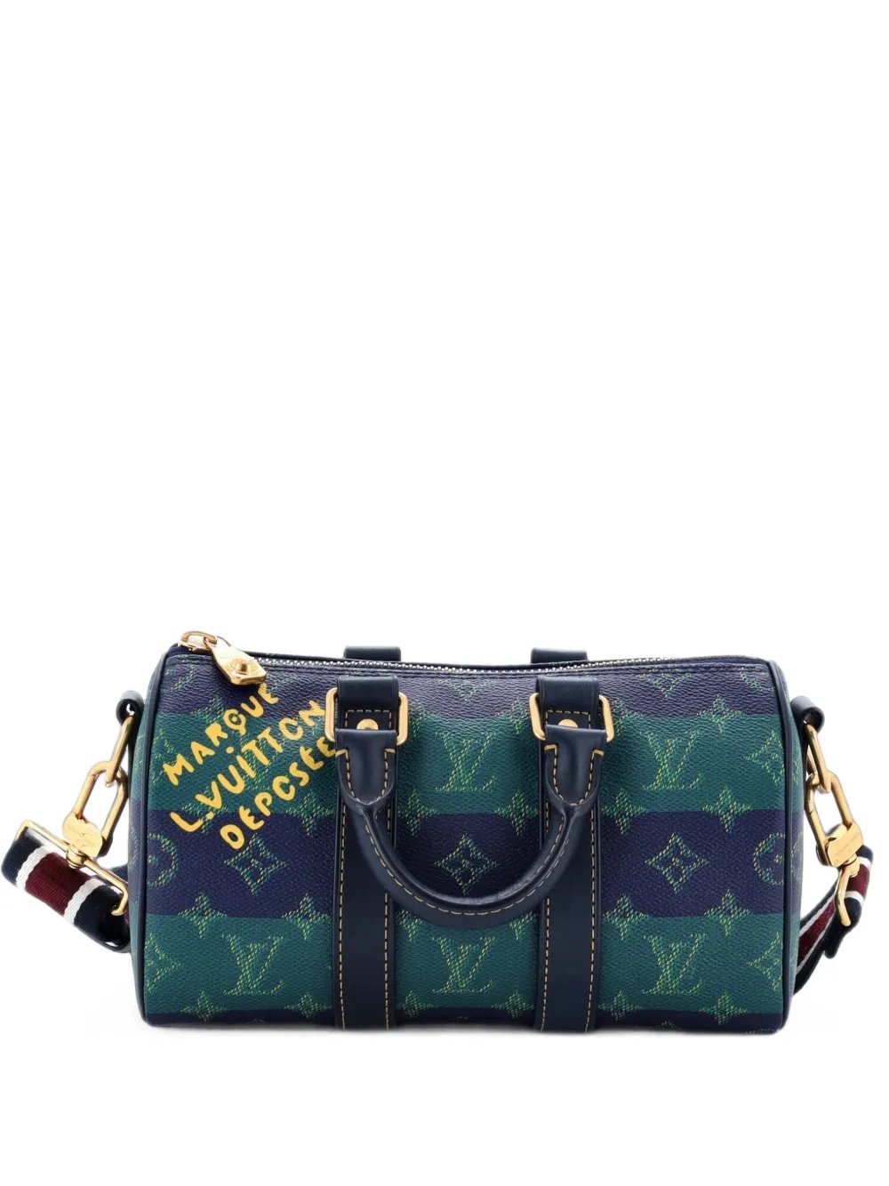 Keepall Bandouliere Bag Limited Edition Marque Deposee Stripes Monogram Heritage Canvas 25 satchel