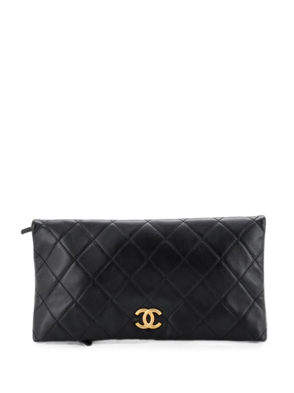 CC Foldover Quilted Lambskin Large clutch bag