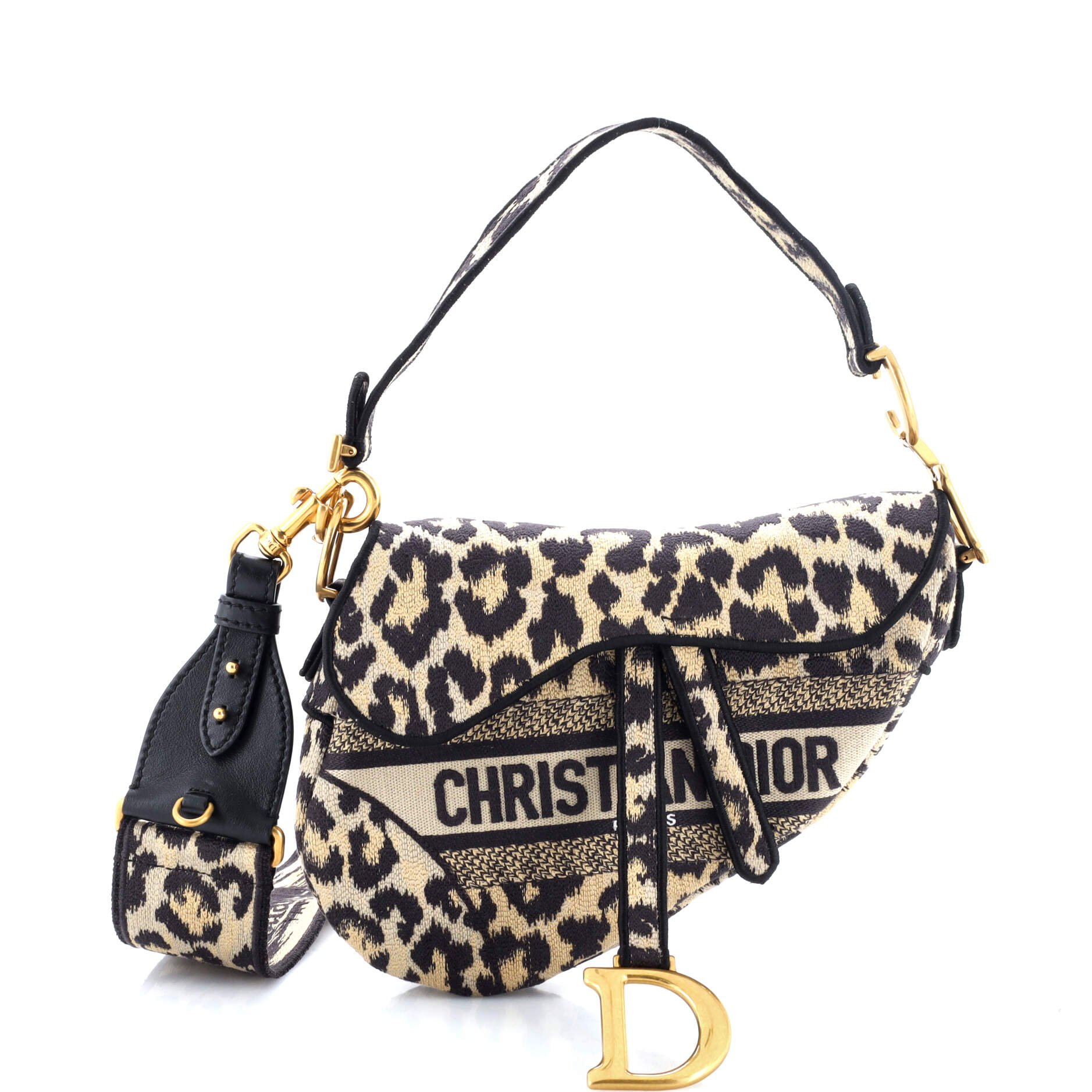 Saddle Handbag Mizza Embroidered Canvas Medium