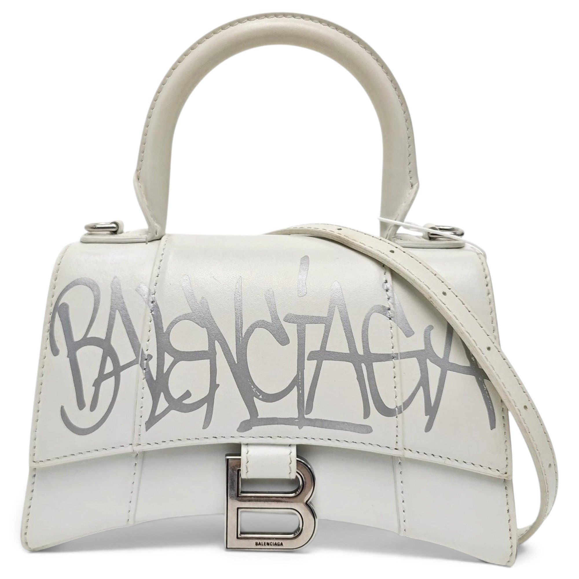 Hourglass leather handbag