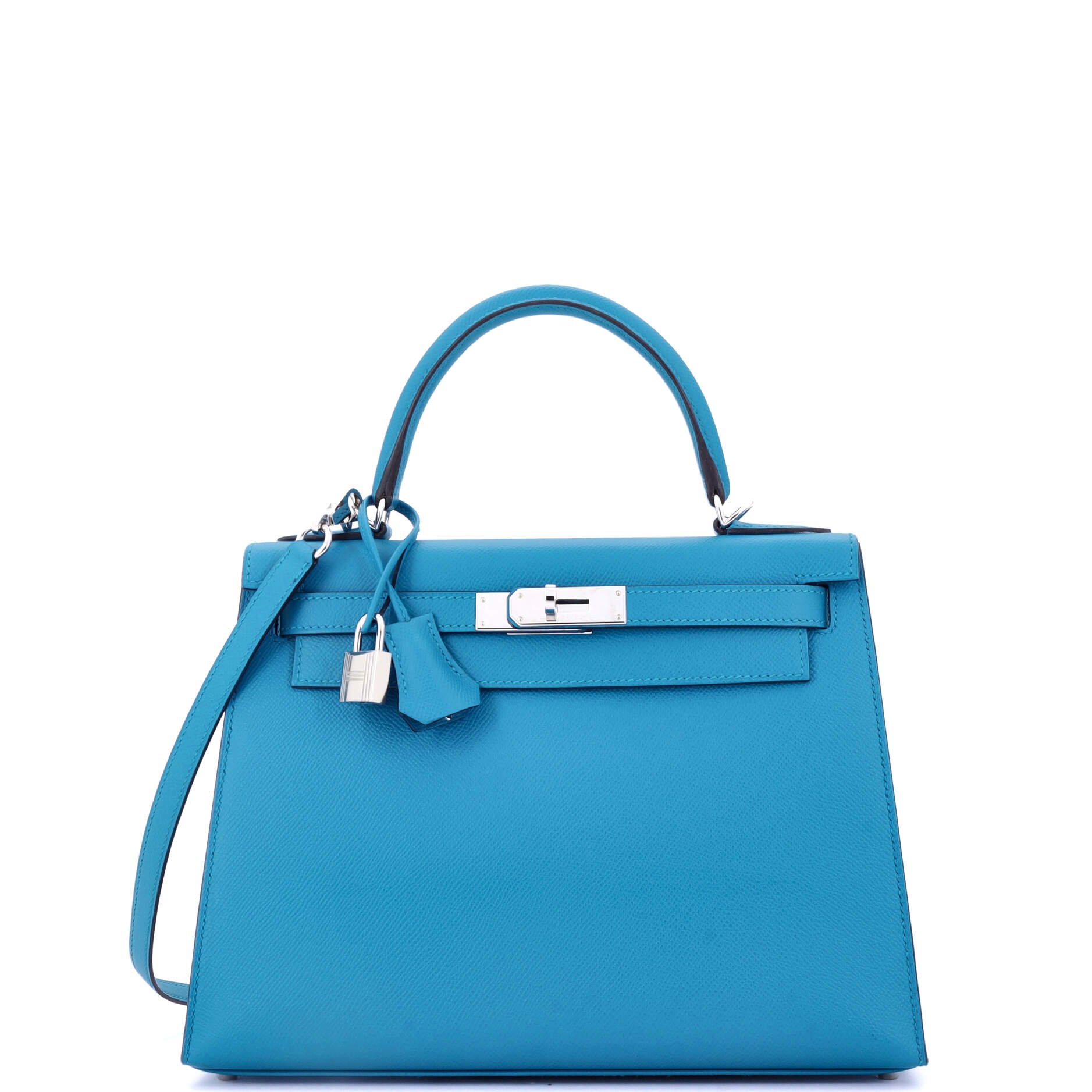 Hermes Kelly Handbag Bleu Zanzibar Epsom with Palladium Hardware 28