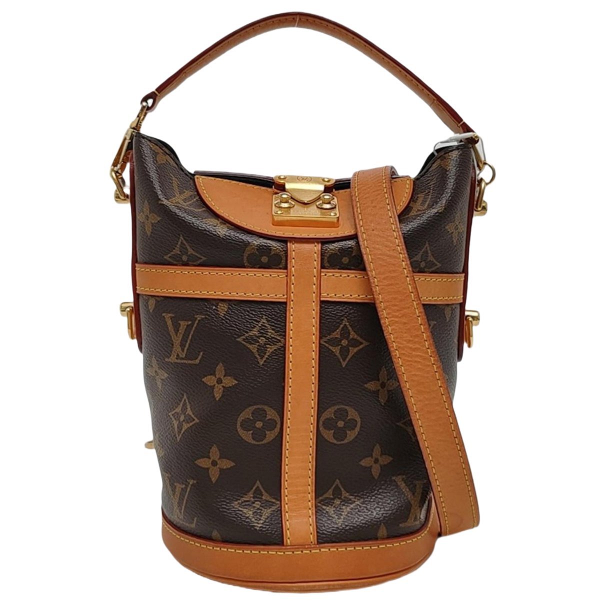 Duffle leather handbag