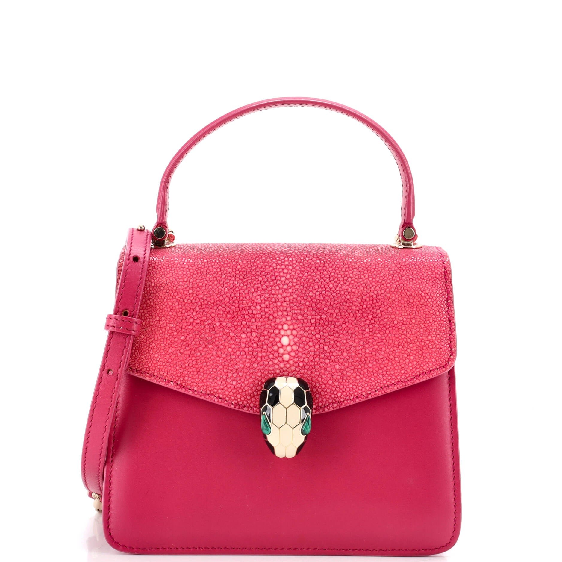 Serpenti Forever Top Handle Bag Leather and Stingray Small