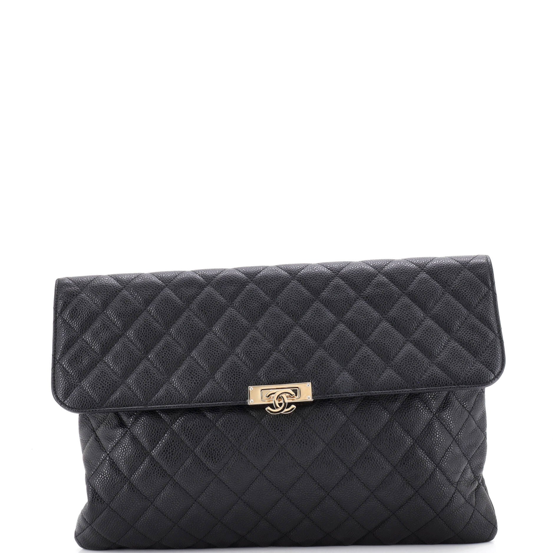 Golden Class O Case Clutch Quilted Caviar Large
