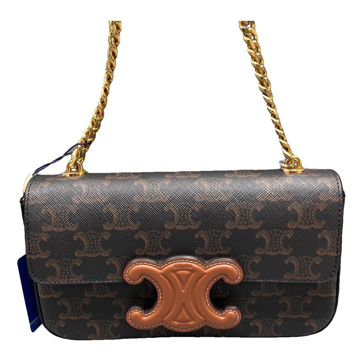 Triomphe chain leather handbag