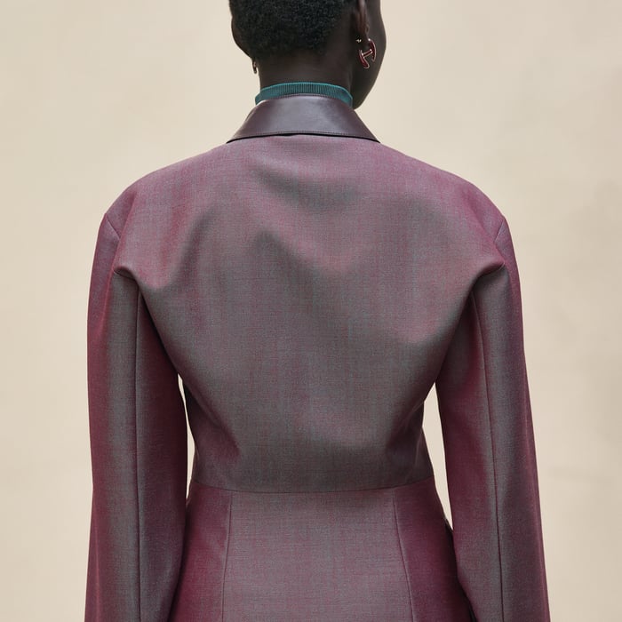 Rouge Bordeaux Robe Courte Mix Cuir