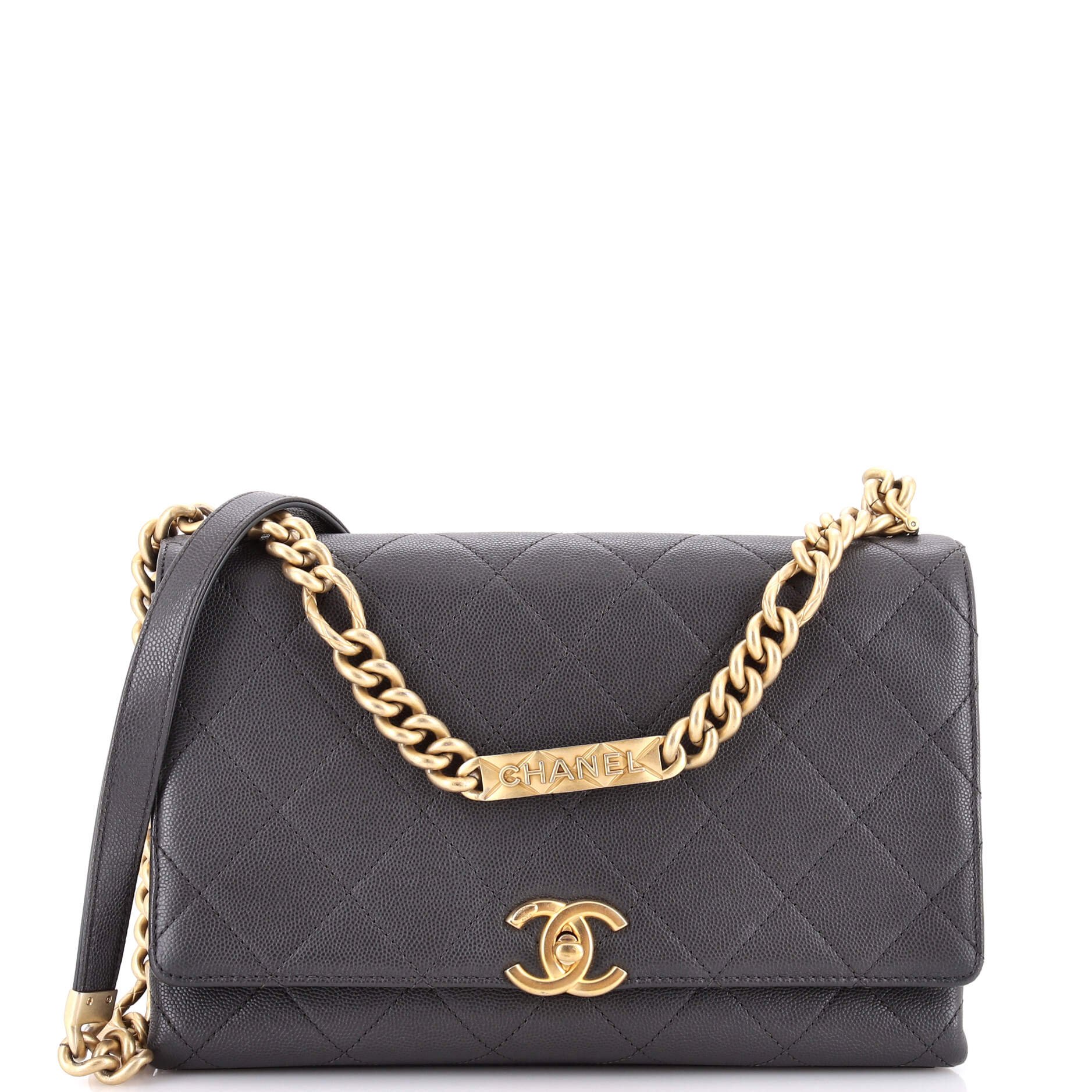 Bracelet On Chain Flap Bag Quilted Caviar Medium
