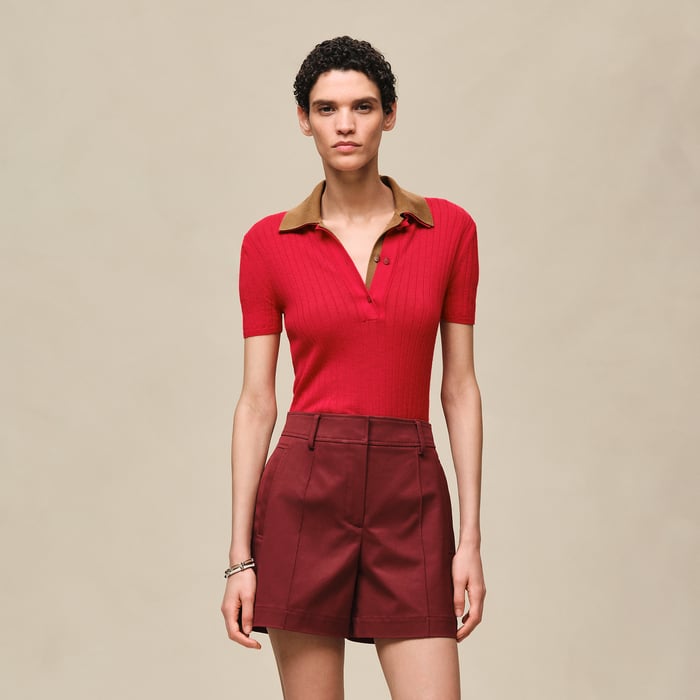 Rouge H Short En Double Twill De Coton