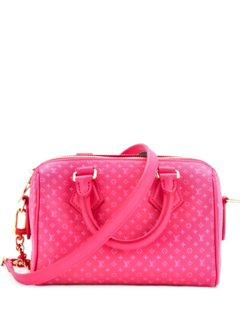 Louis Vuitton Speedy Bandouliere Bag Nanogram Embossed Leather 20 satchel