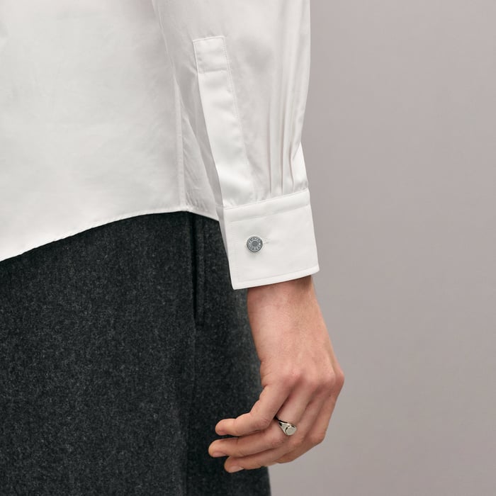 Blanc Fitted Shirt With Faubourg Collar