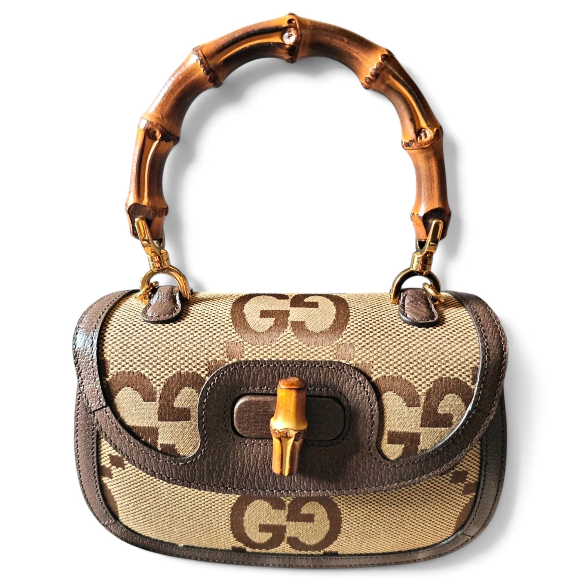 Convertible Bamboo Top Handle leather handbag