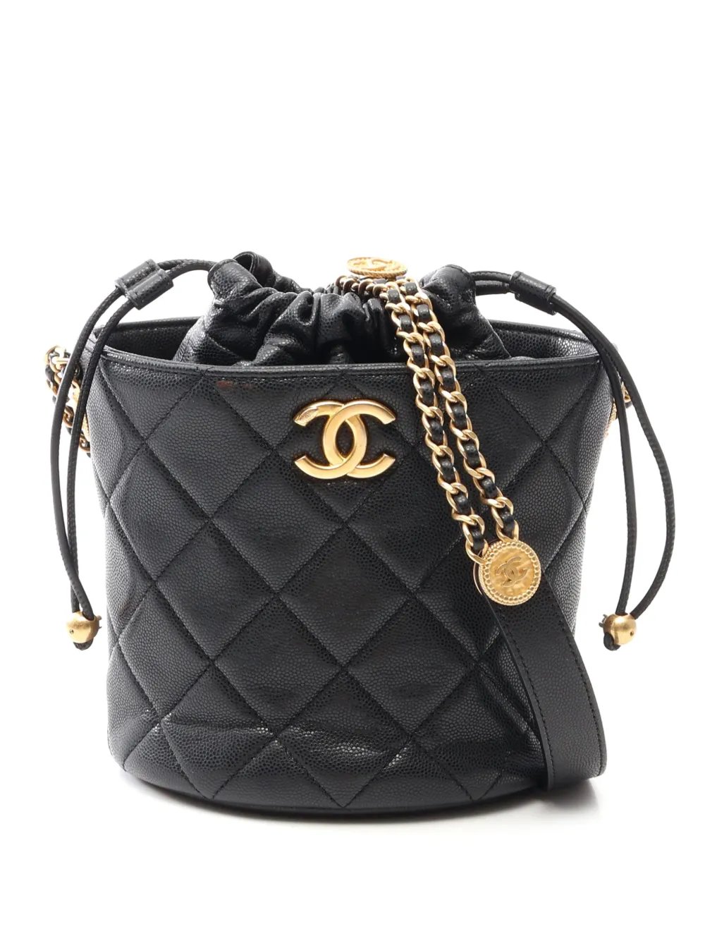 2021-2026 Quilted Caviar Twist Your Buttons bucket bag