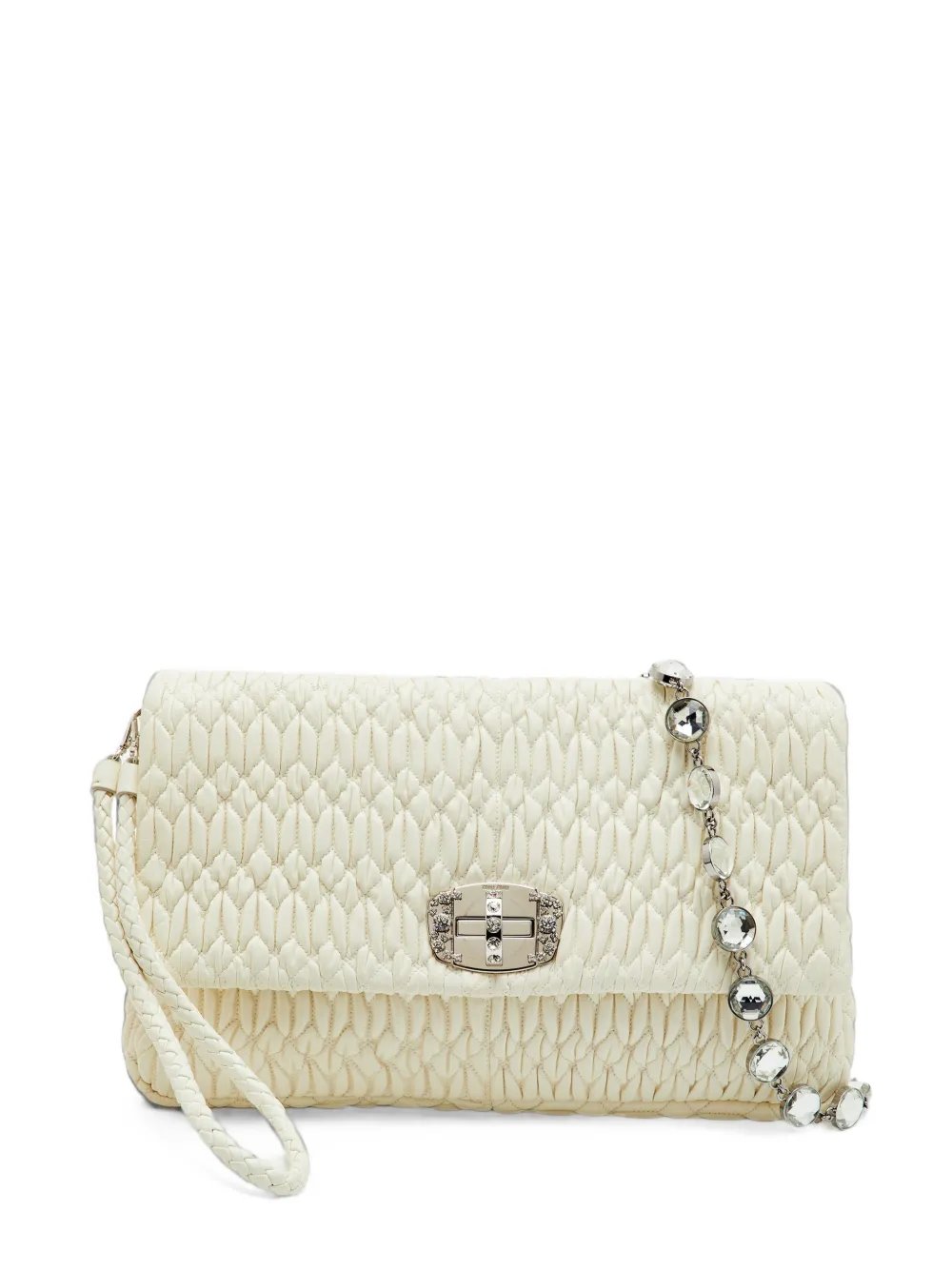 ruched crystal-embellished shoulder bag