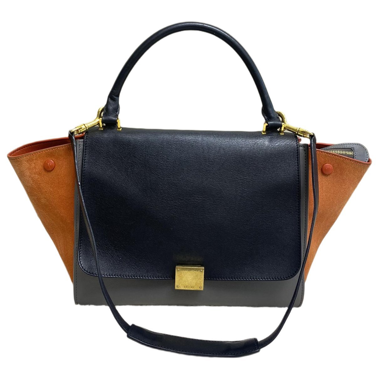 Trapèze leather handbag