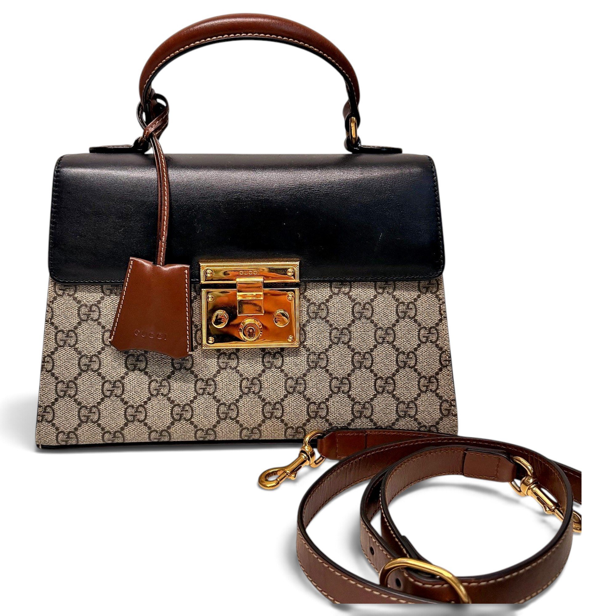 Padlock leather handbag
