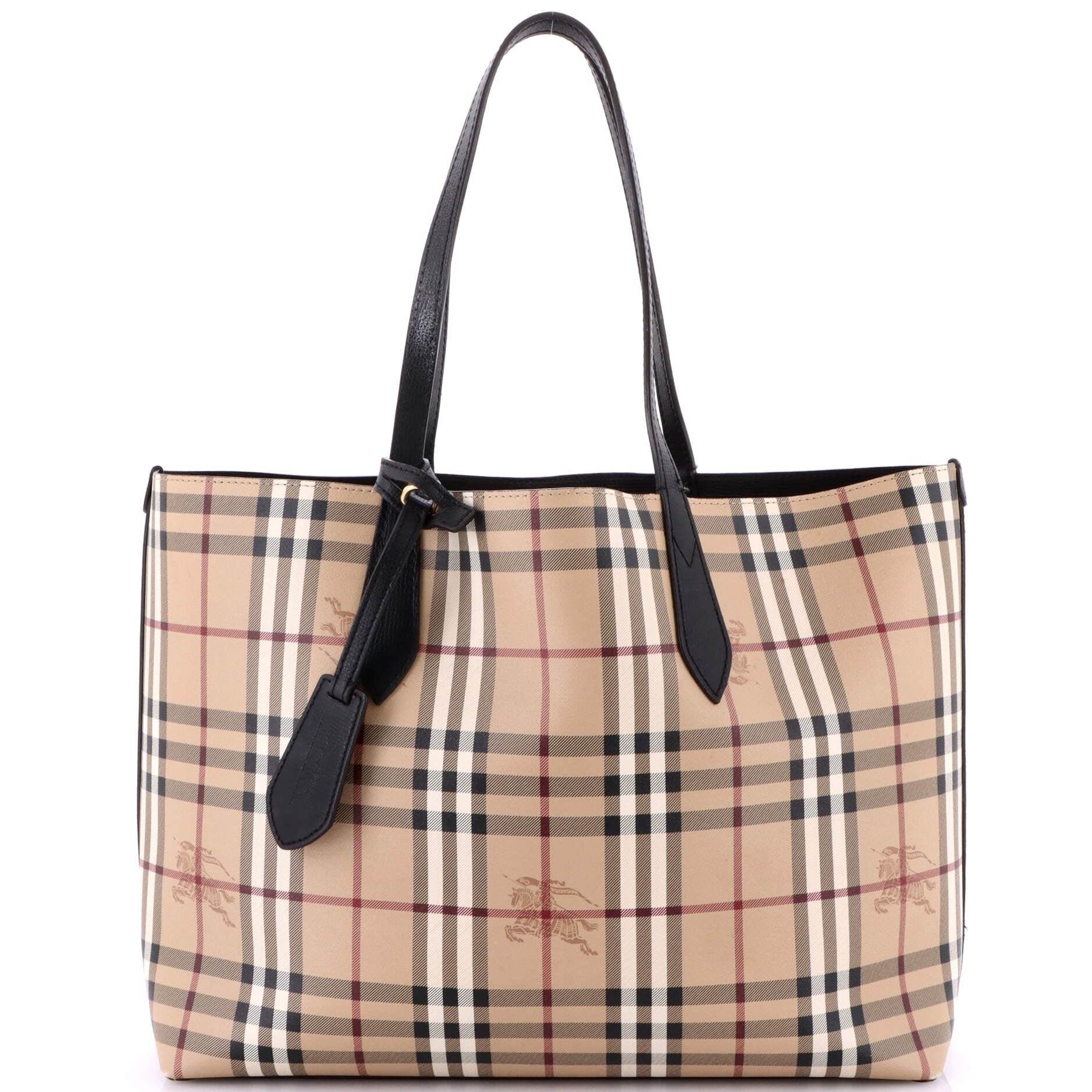 Burberry Reversible Tote Haymarket Coated Canvas and Leather Medium