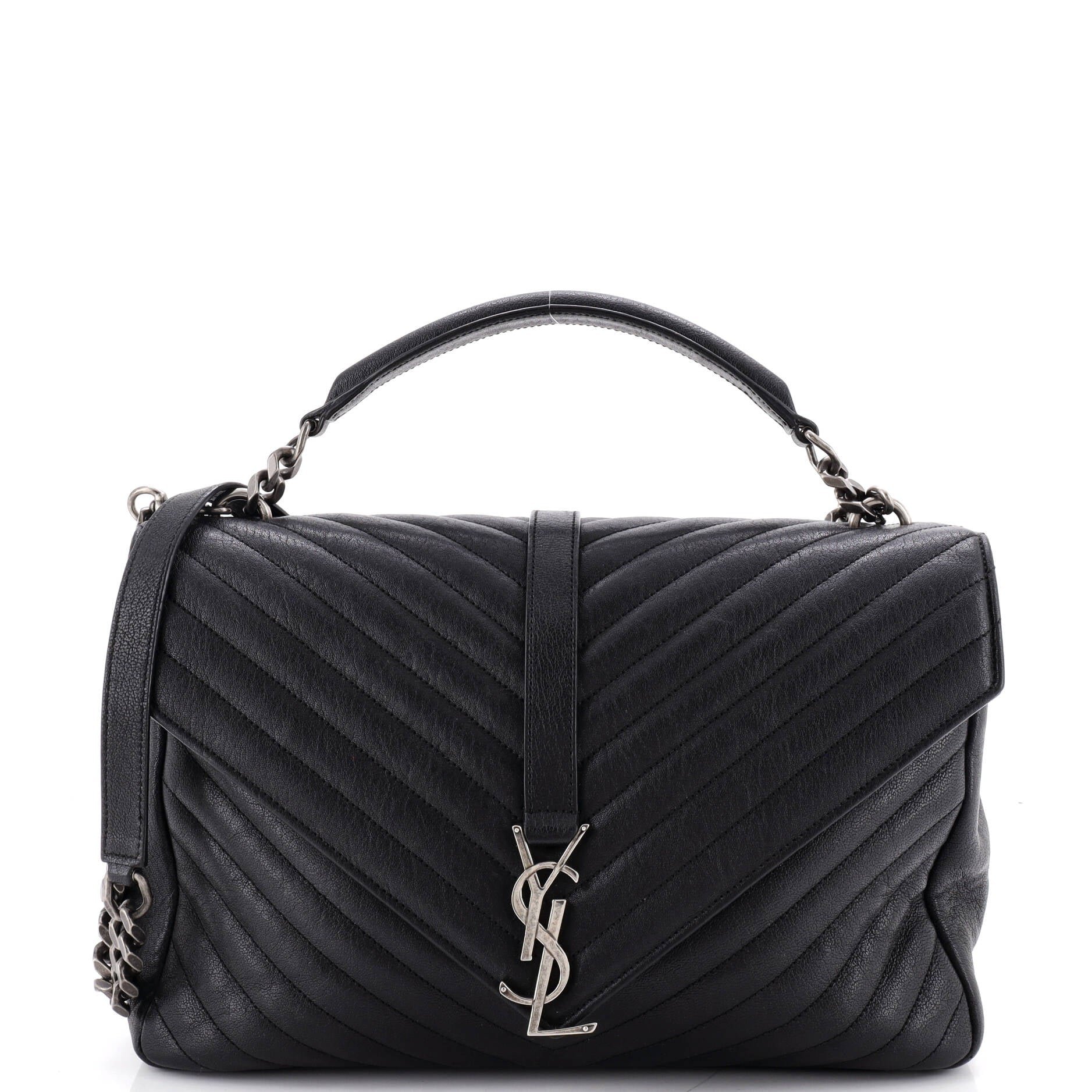 Classic Monogram College Bag Matelasse Chevron Leather Large