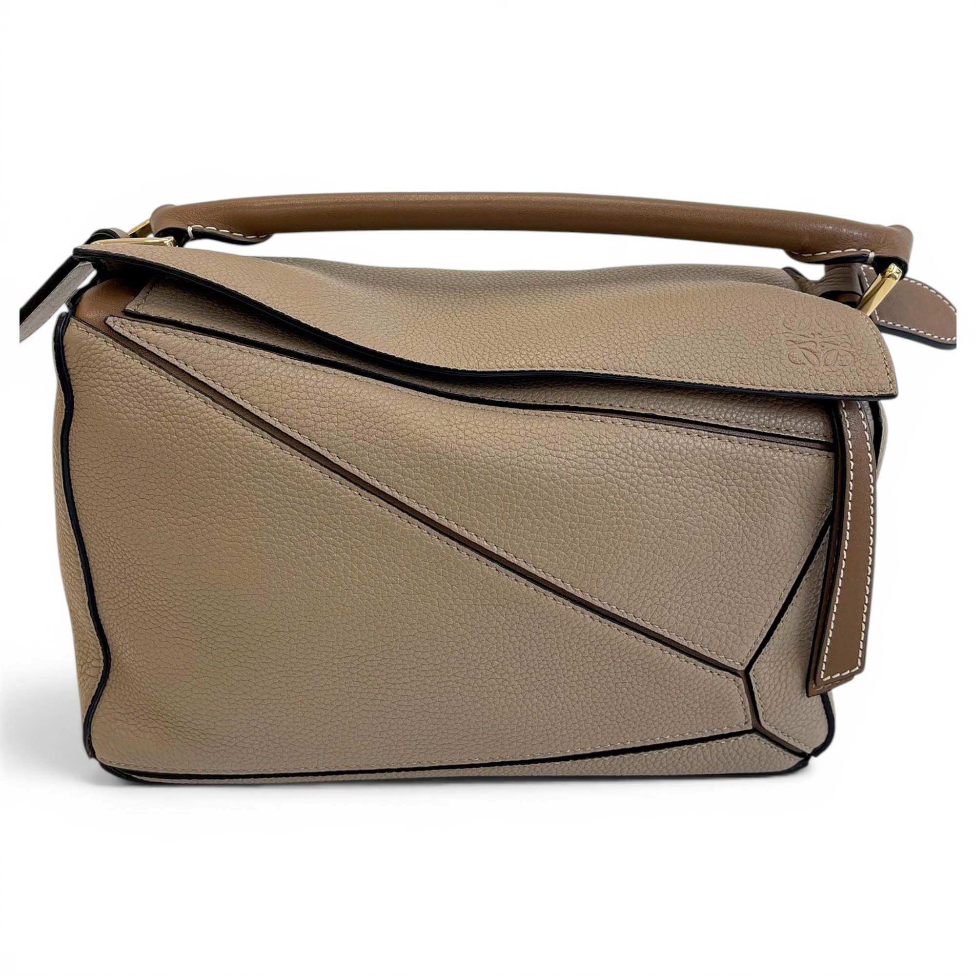 Puzzle leather handbag