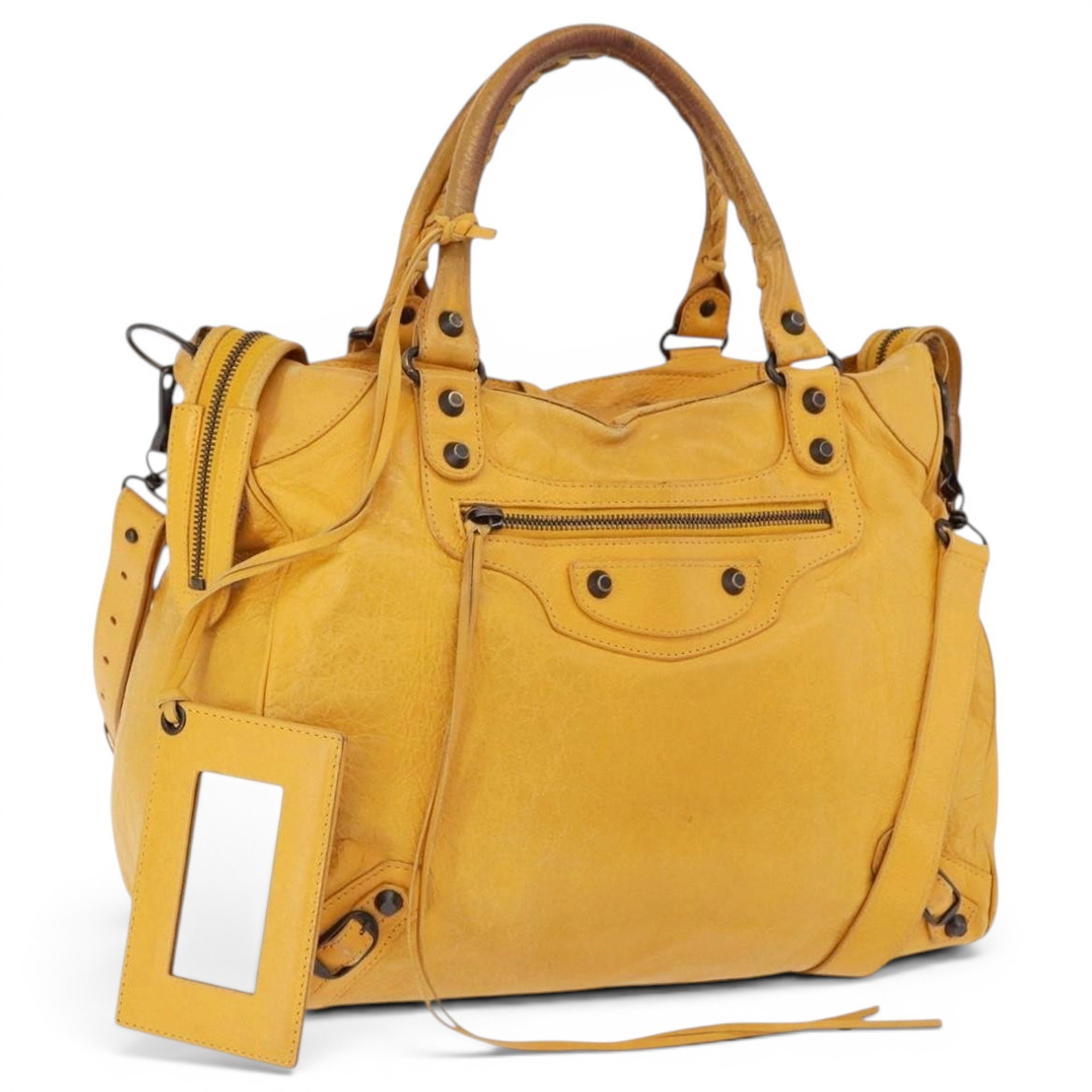 Balenciaga B leather handbag