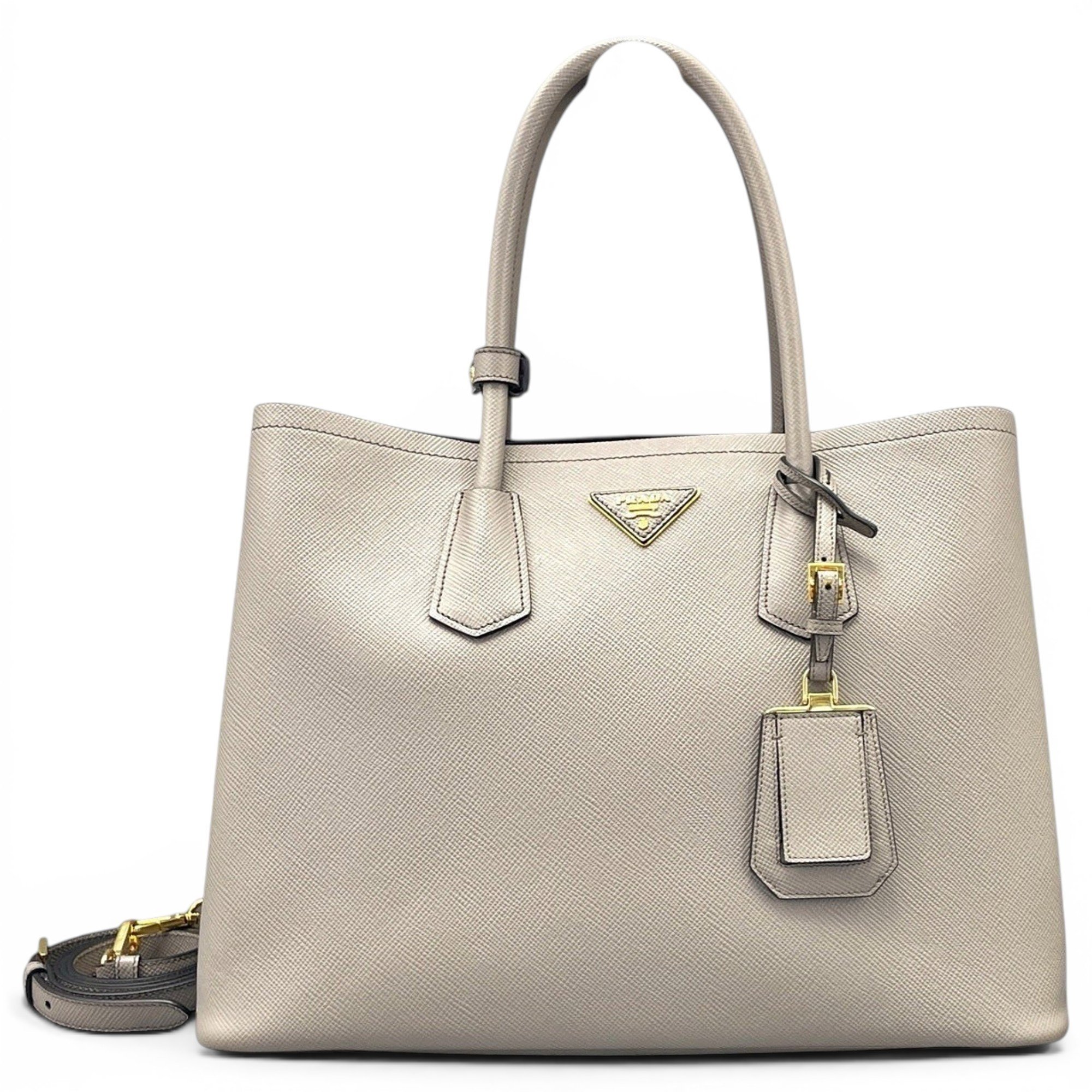 Double leather handbag