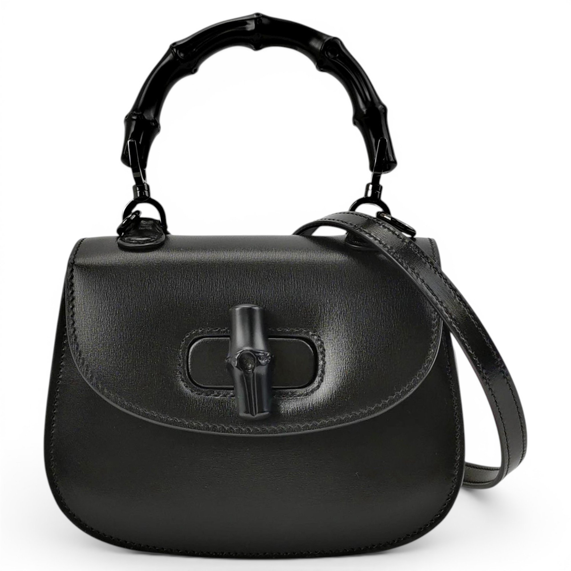 Convertible Bamboo Top Handle leather handbag
