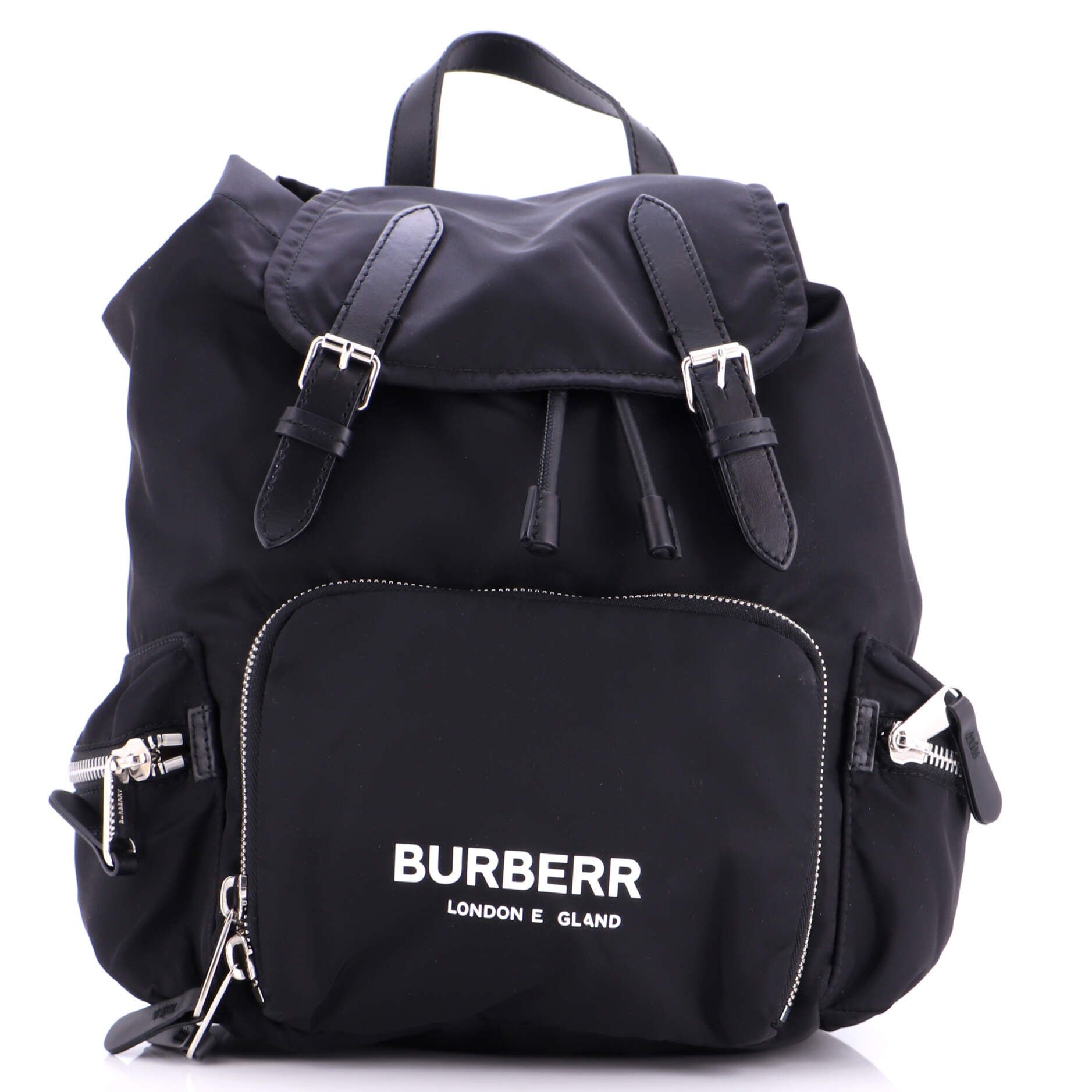 Logo Rucksack Backpack Nylon with Leather Small