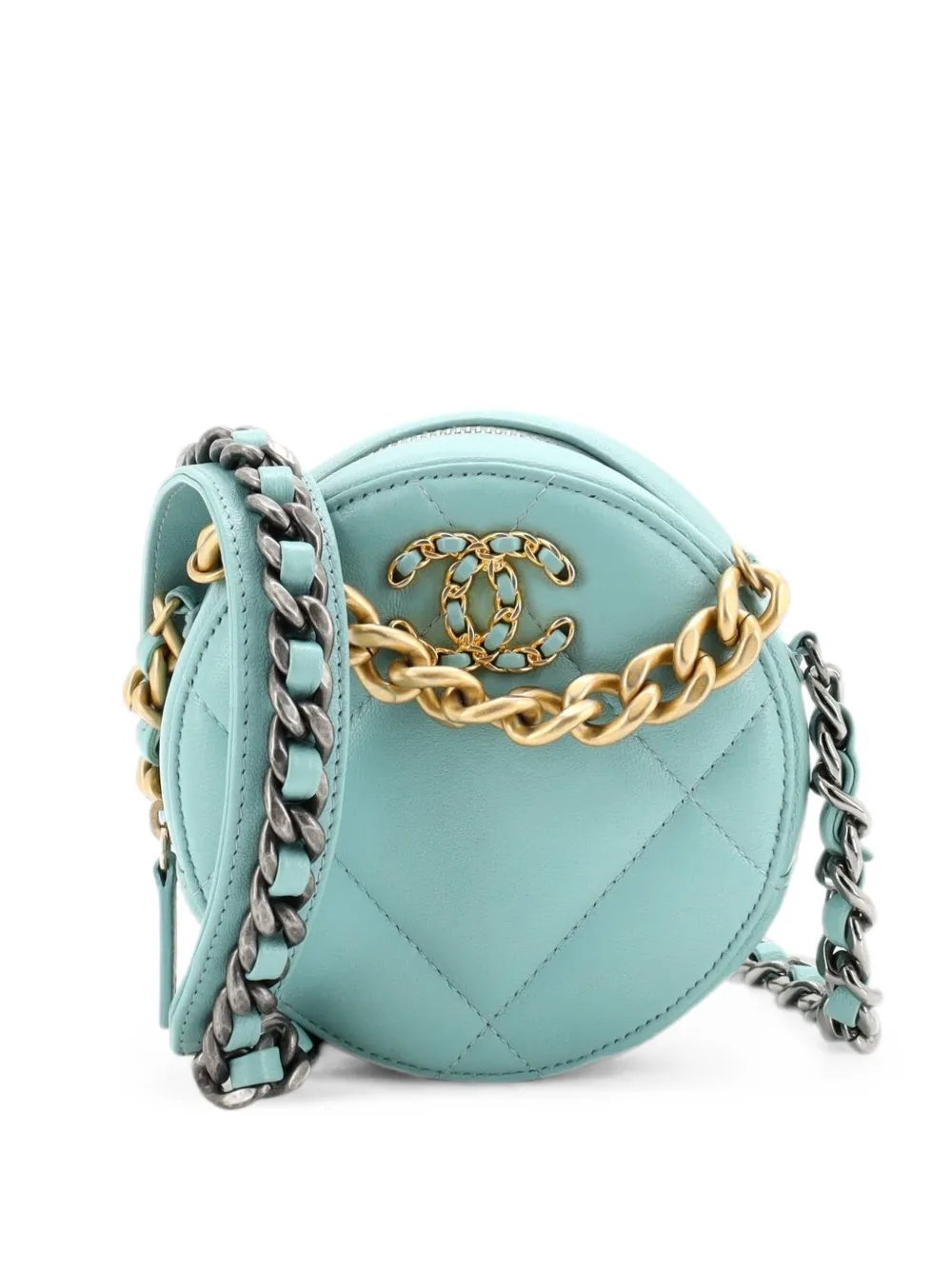 19 Round with Chain Quilted Leather clutch bag