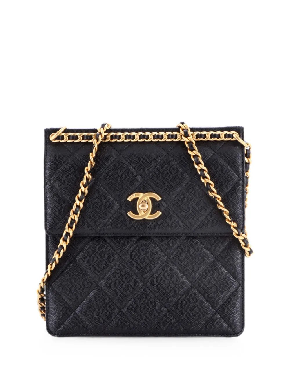 Top Chain CC Square Quilted Caviar backpack