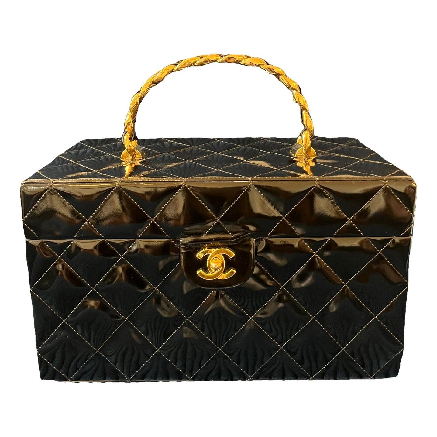 Vanity patent leather handbag