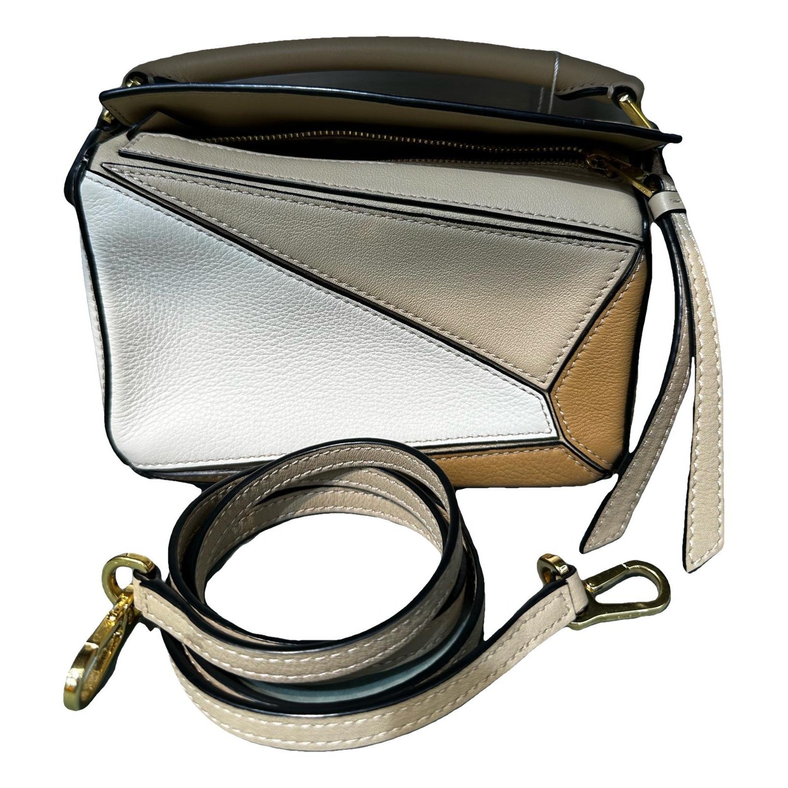 Puzzle leather handbag