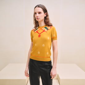 "Mors a Jouets" embroidered short-sleeve sweater