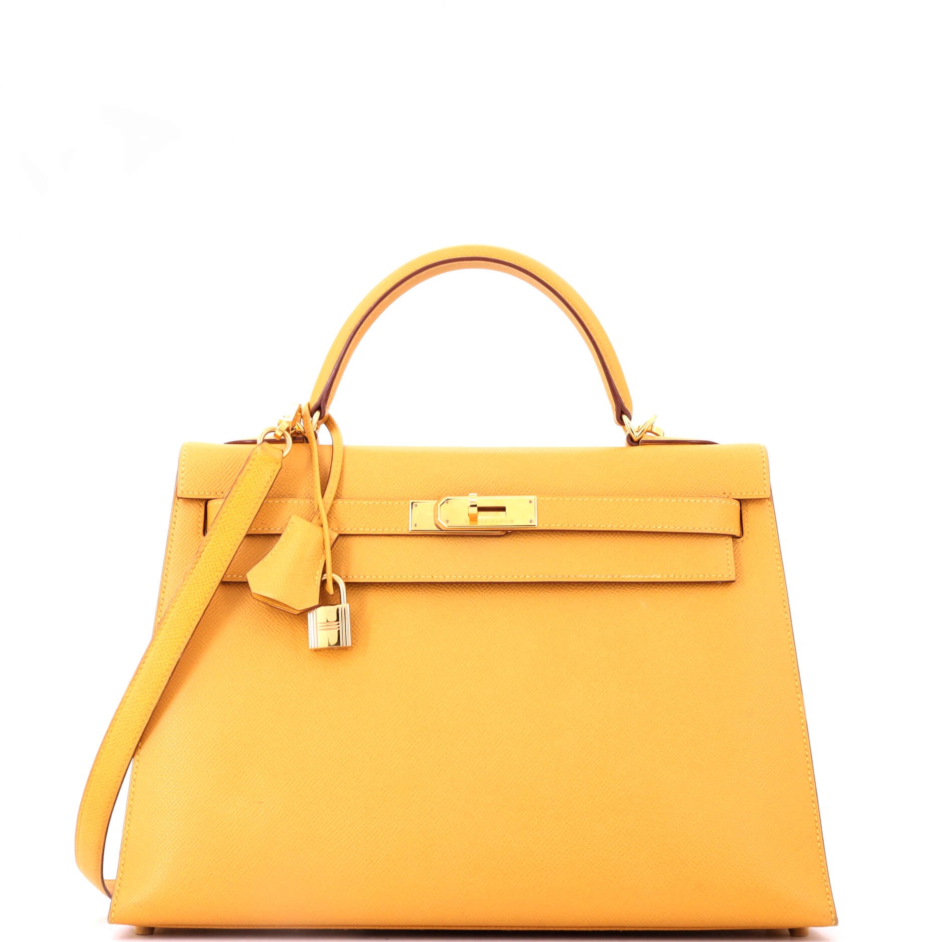 Hermes Kelly Handbag Soleil Courchevel with Gold Hardware 32