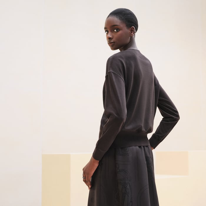 Marron Ébène "En Desordre Finesse" Long-sleeve Twillaine Sweater