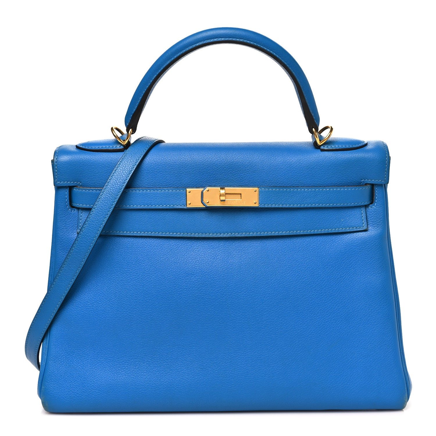 Hermes Hermes Evercolor Kelly Retourne 32 Bleu Zanzibar