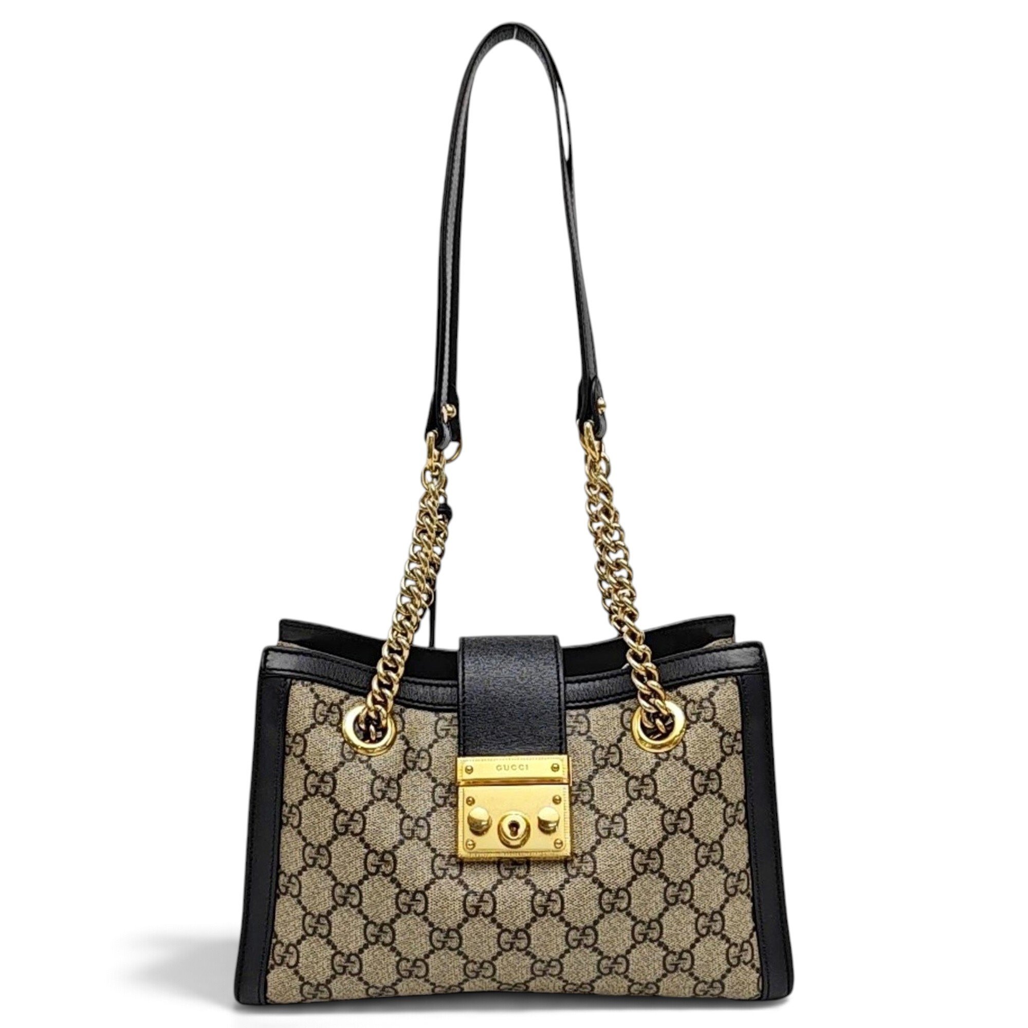 Padlock leather handbag